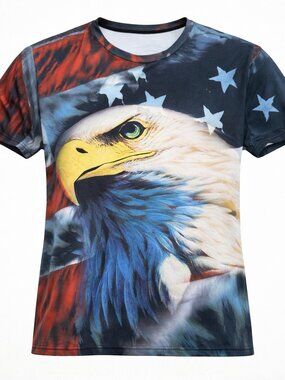 Fever Logistics Patriotic Shirt Large American Flag Eagle All Over Print